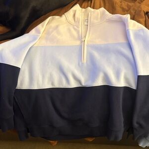 Aerie Men's Zip-Up Sweater - Navy, Light Blue, Cream